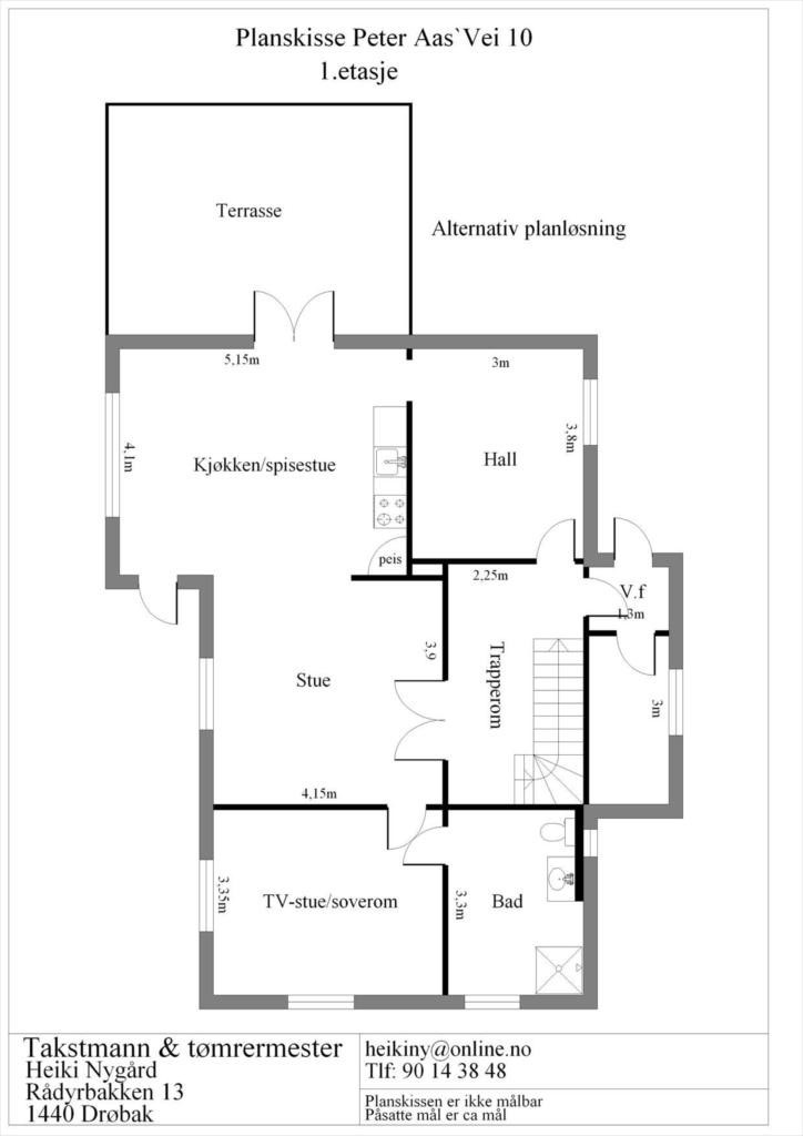 Alternativ planløsning 1.etg Galleribilde