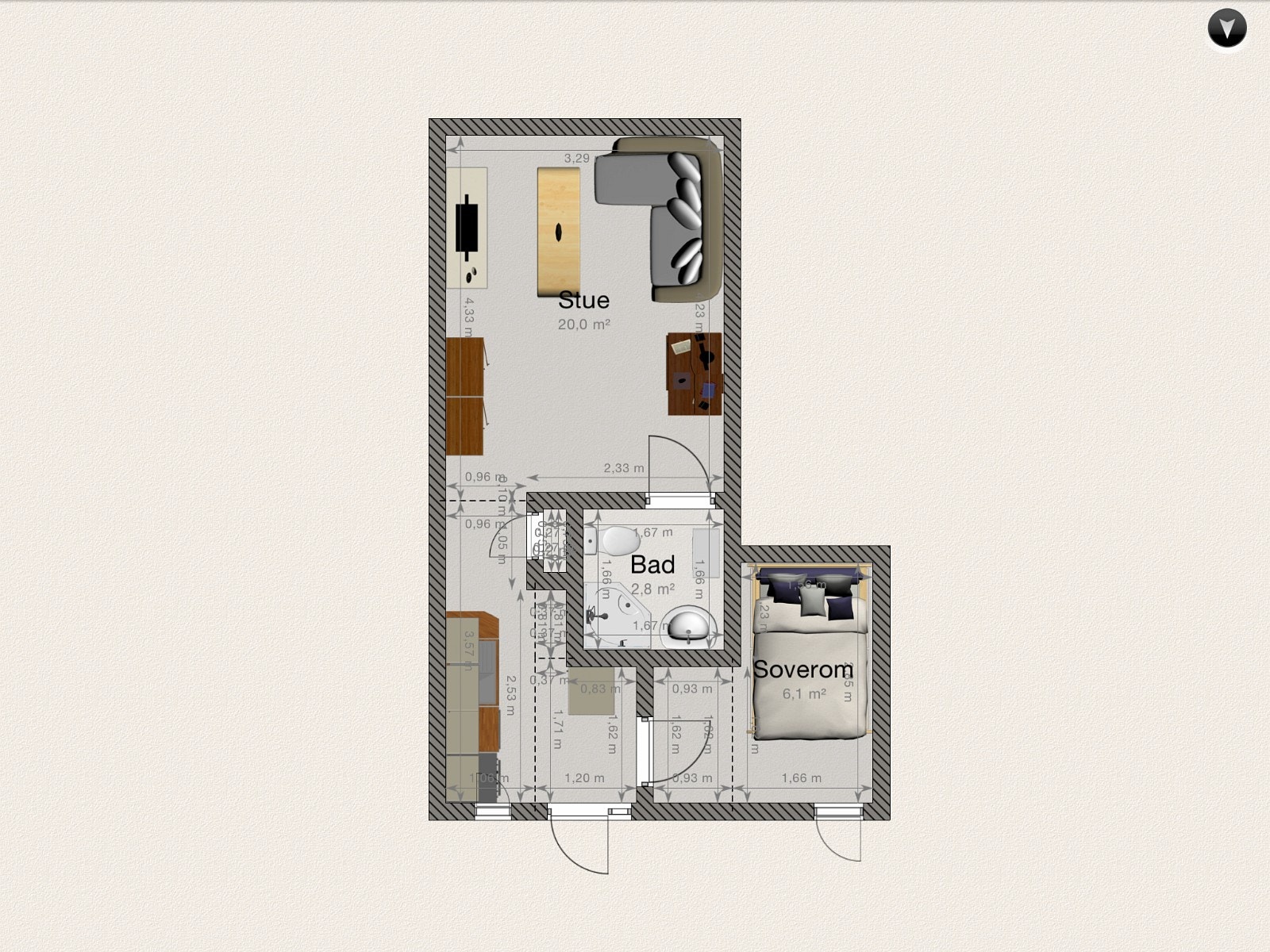 Oversikt med mål. Forbehold om feil i tegning. Galleribilde