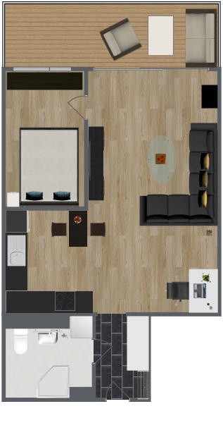 3D tegning møblert Galleribilde