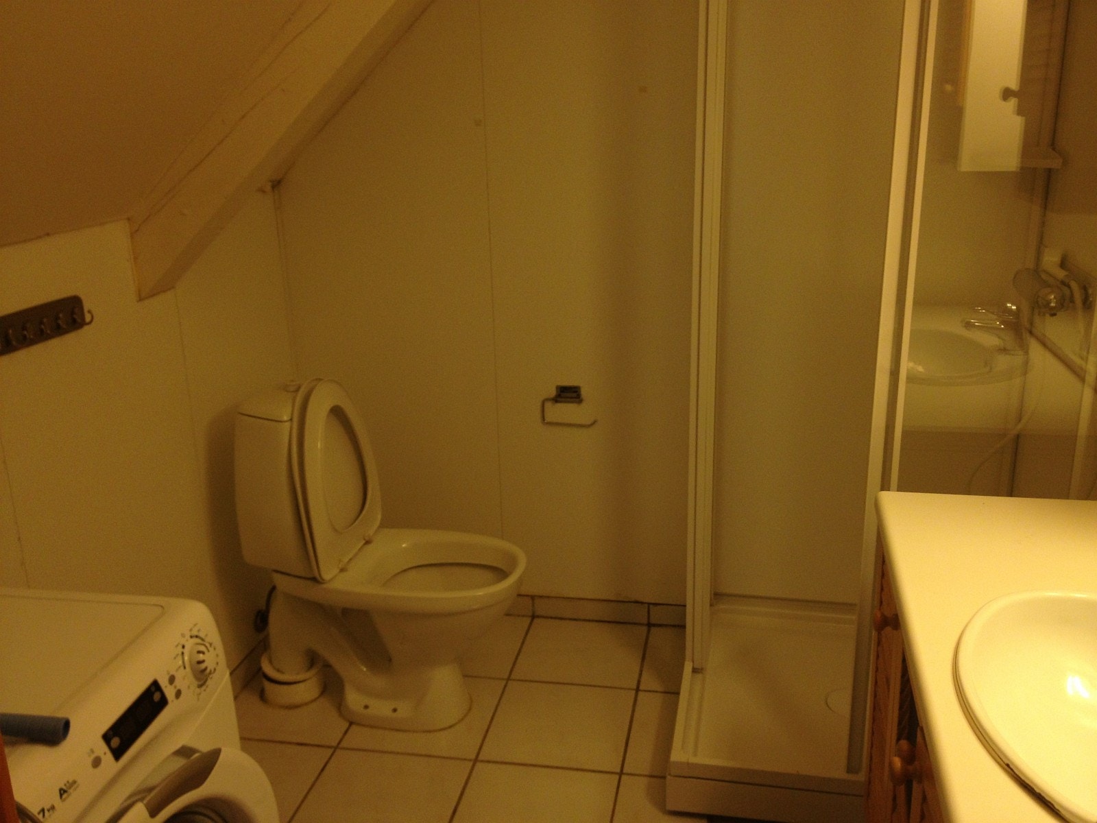 bad m/dusjkabinett og vaskemaskin og wc Galleribilde