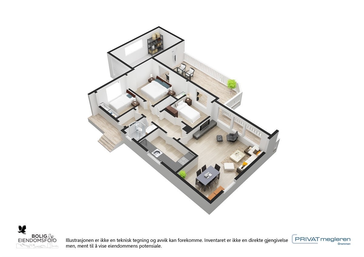 Plantegning 1.etasje 3D Galleribilde