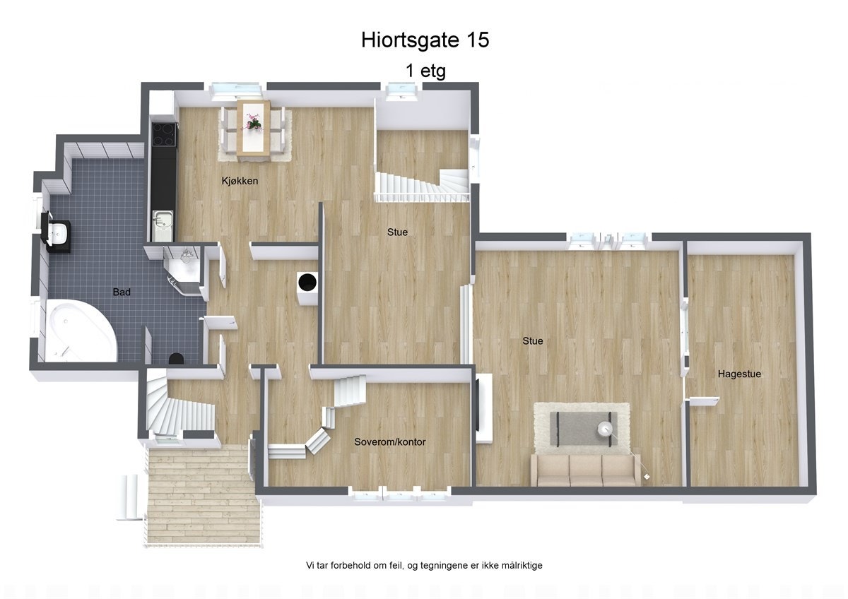 3 D plantegning 1 etasje Galleribilde