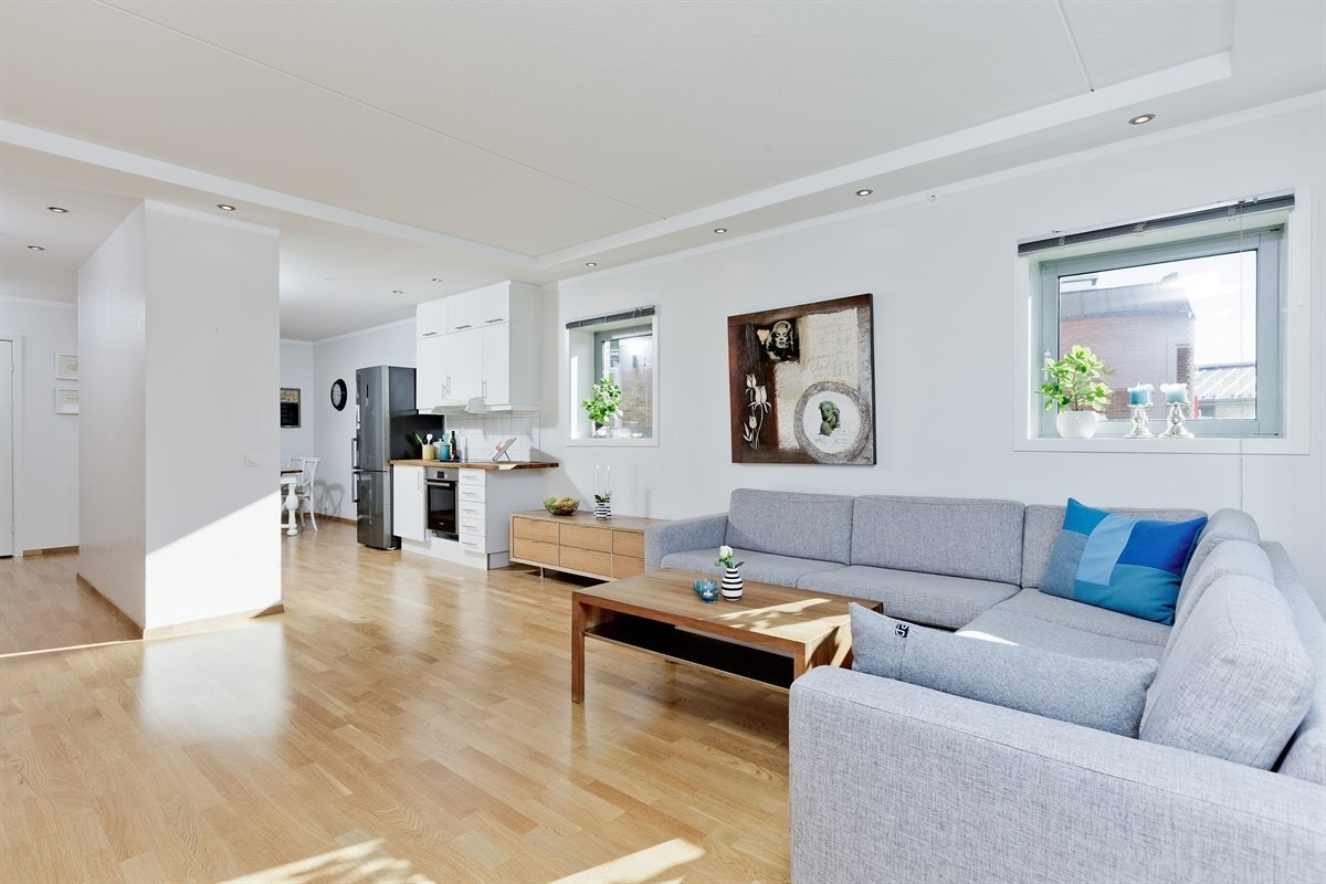 Gjennomgående og arealeffektiv planløsning. Galleribilde