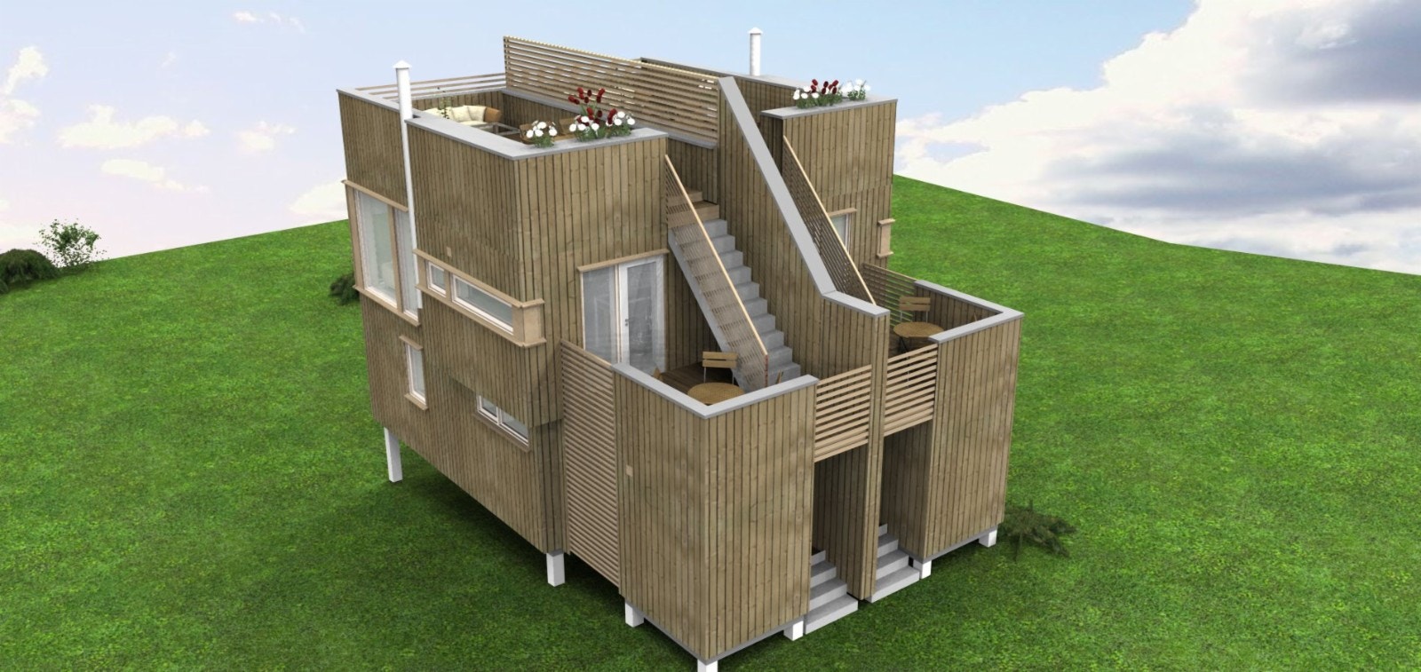 Eksempel - Troll med takterrasse vertikaldelt. (plantegninger finner du ved å klikke hurtiglink til høyre for bilder i annonse) Galleribilde