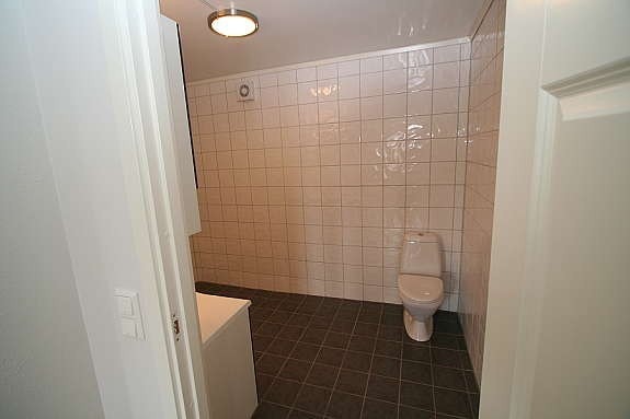 Bad med WC, dusjkabinett og opplegg for vaskemaskin. Galleribilde