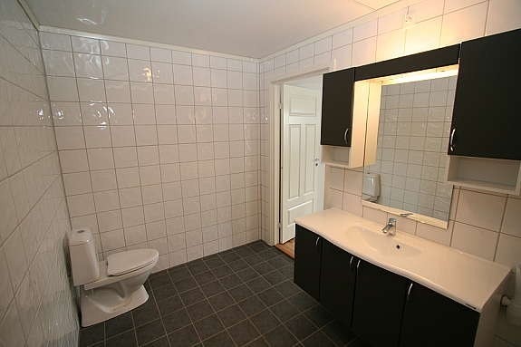 Bad med WC, dusjkabinett og opplegg for vaskemaskin. Galleribilde