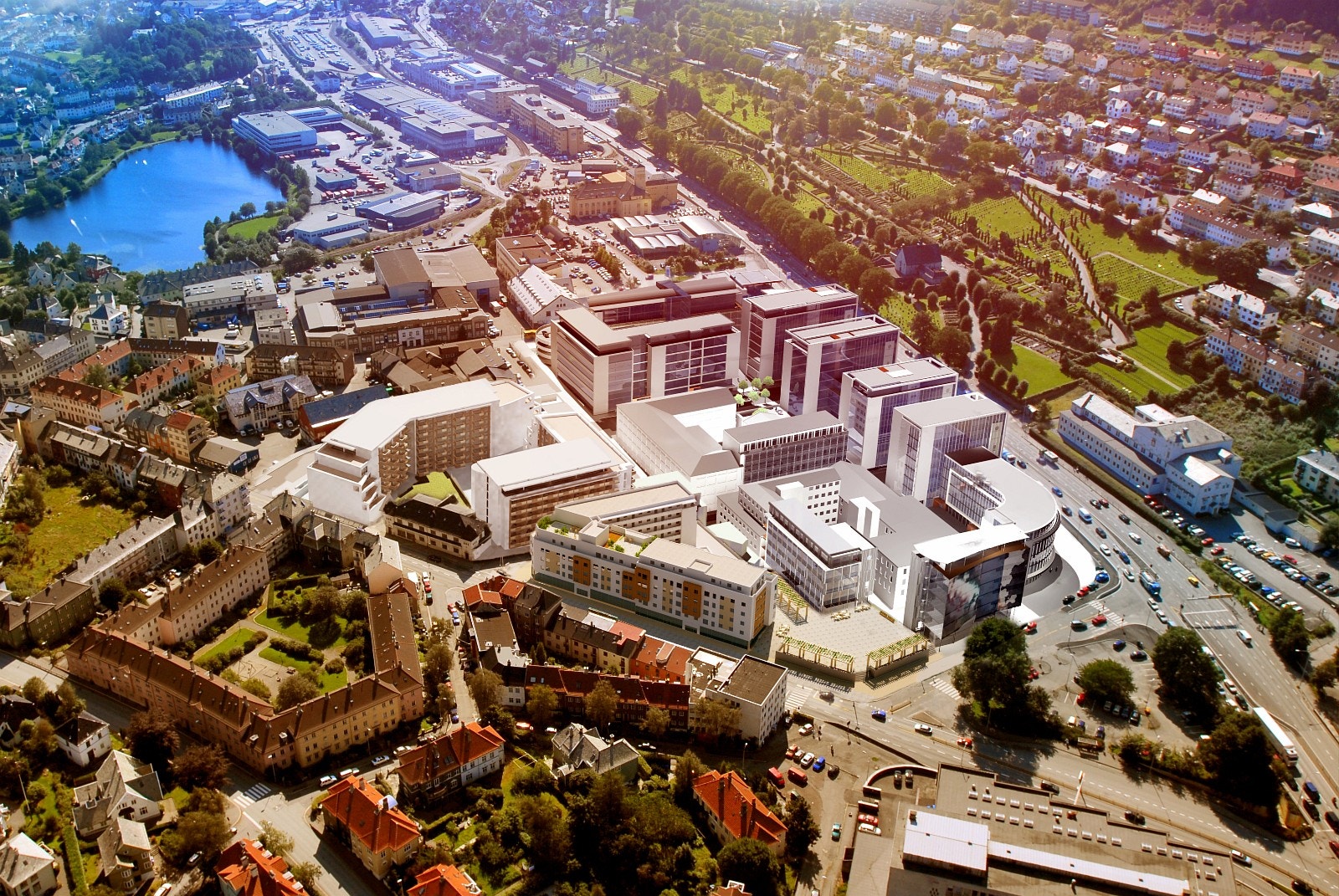 Kronstadparken - slik den vil fremstå når alle kontorbyggene er oppført Galleribilde