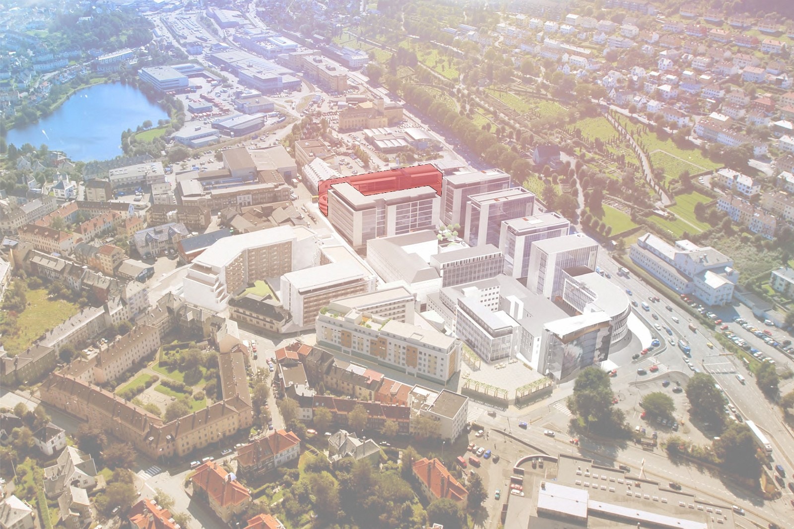 Byggets plassering i den sørlige av Kronstadparken Galleribilde