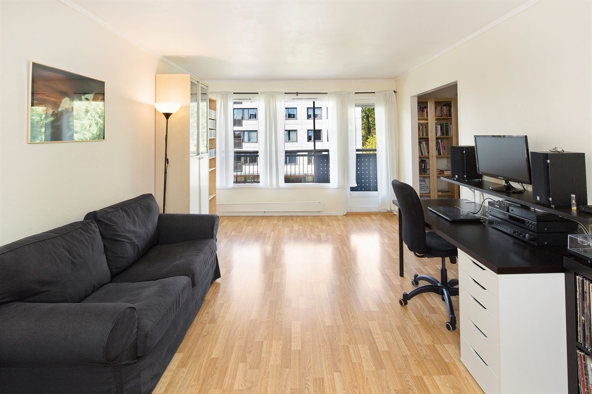 Store vindusflater slipper solstrålene inn. Galleribilde