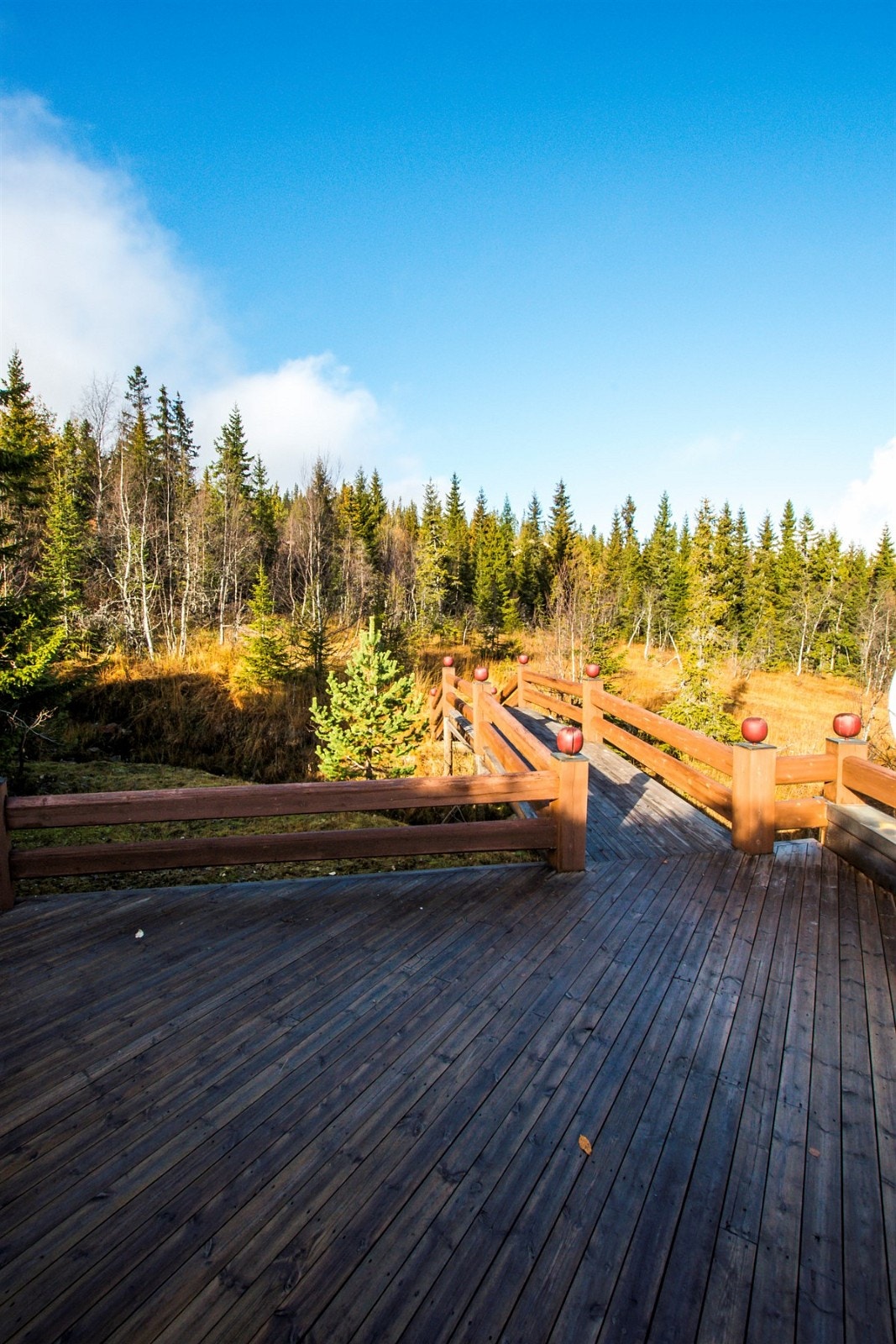 Ved en lokal bekk på tomten er det bygget en koselig bro i trekonstruksjon Galleribilde