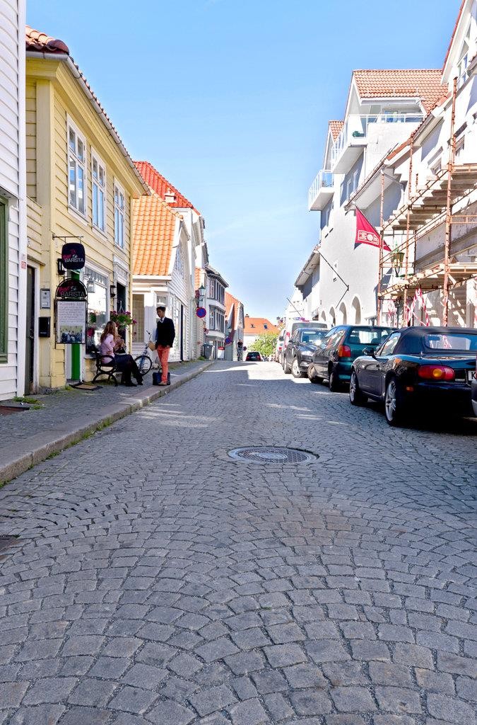 En mengde butikker og cafeer i Stølegaten like ved Galleribilde