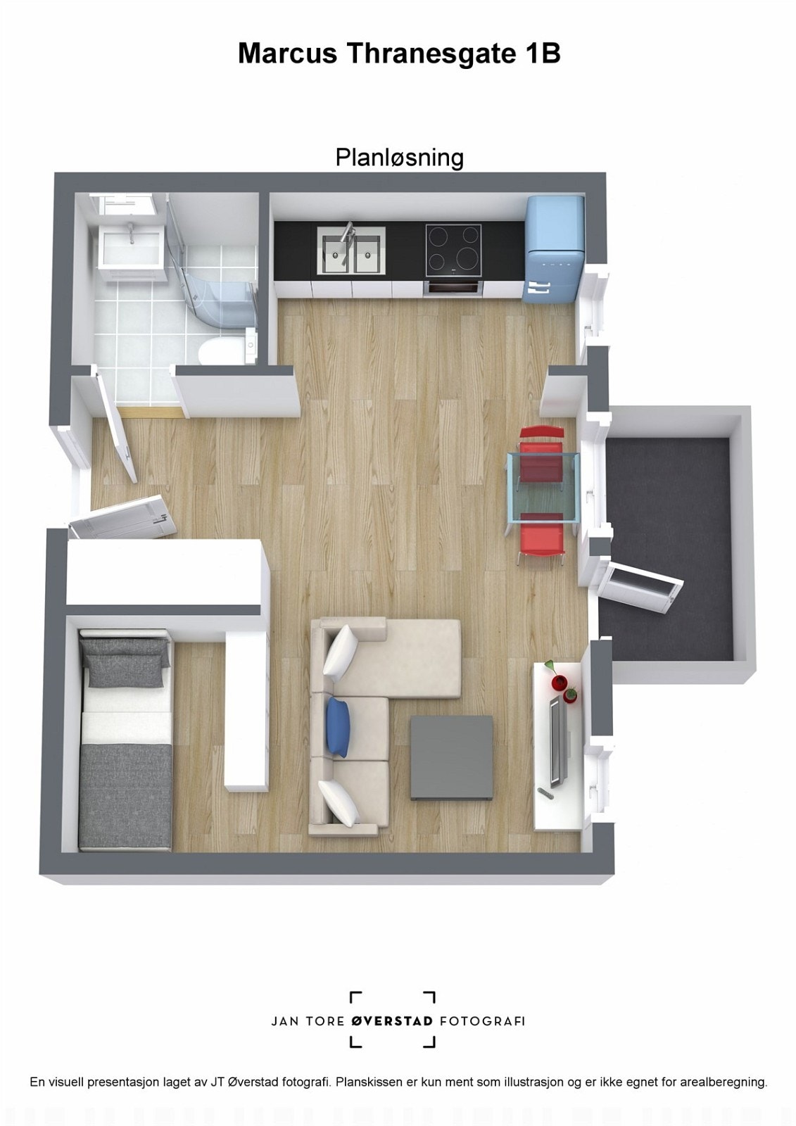 Floorplan letterhead - Marcus Thranesgate 1B - Planløsning - 3D Floor Plan Galleribilde