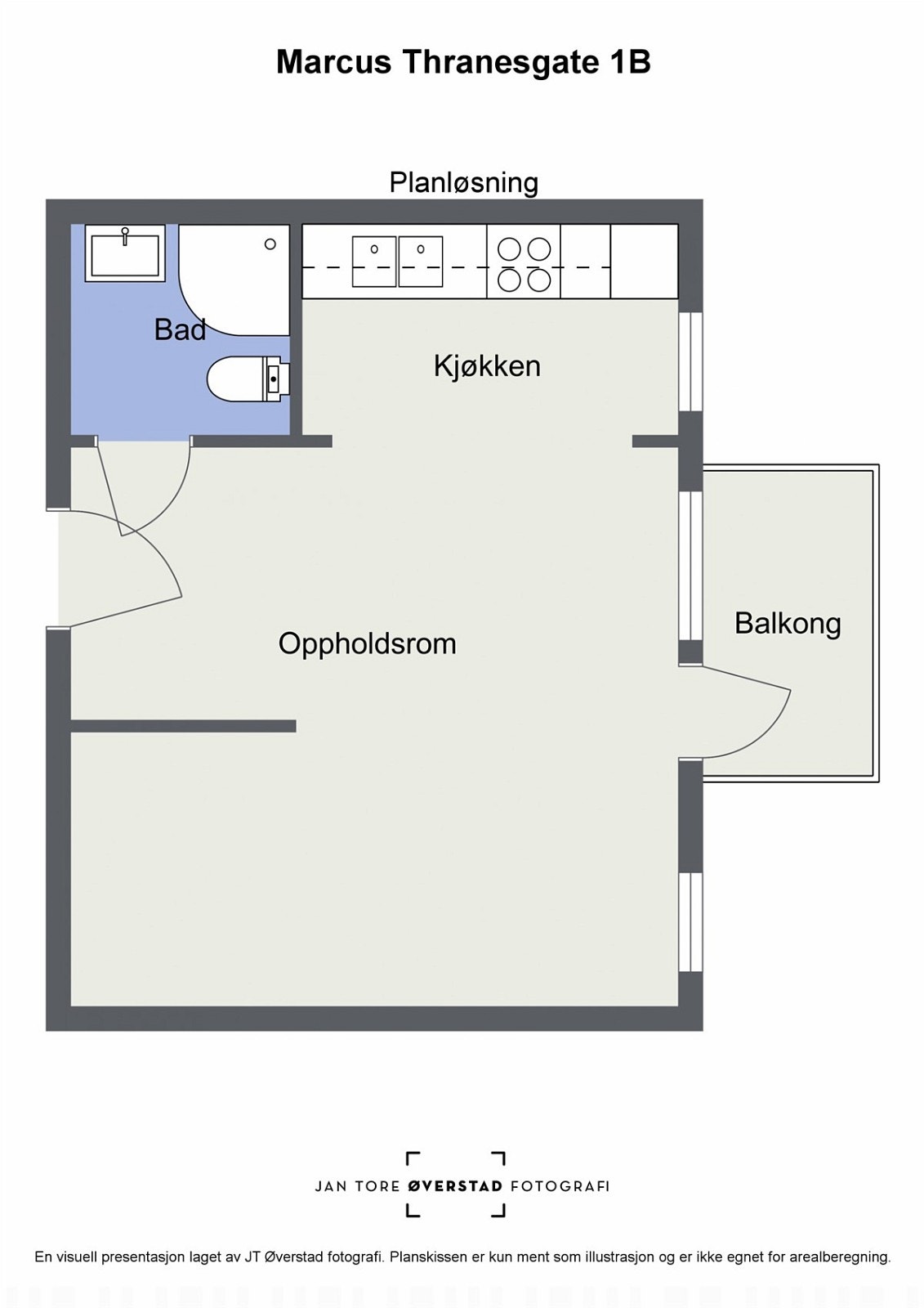 Floorplan letterhead - Marcus Thranesgate 1B - Planløsning - 2D Floor Plan Galleribilde