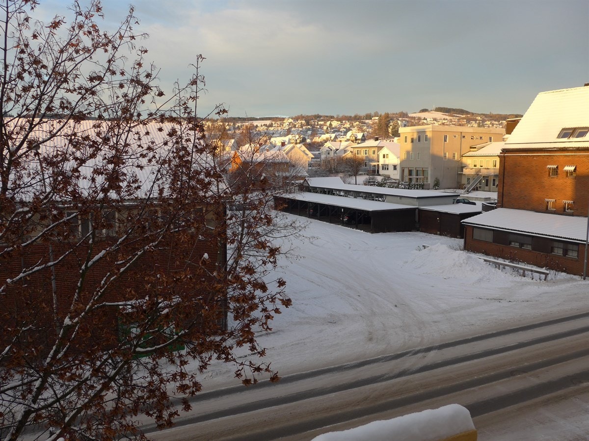Solrik balkong med fin utsikt mot Bergstoppen. Galleribilde