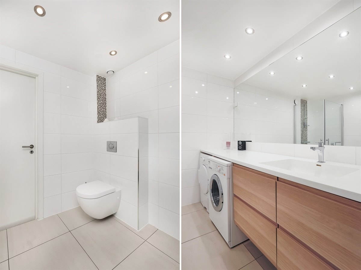 lekkert flislagt bad/wc/vaskerom Galleribilde