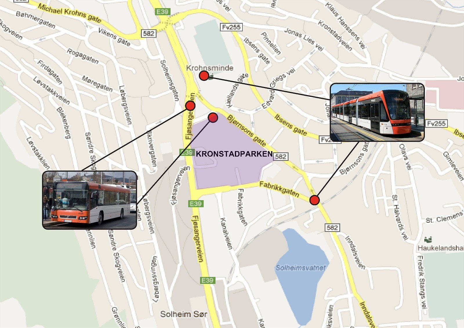 Bybane og kollektivt tilbud i umiddelbar nærhet Galleribilde