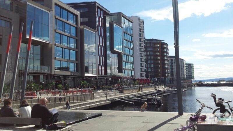 Aker brygge och Tjuvholmen kring hjørnet Galleribilde