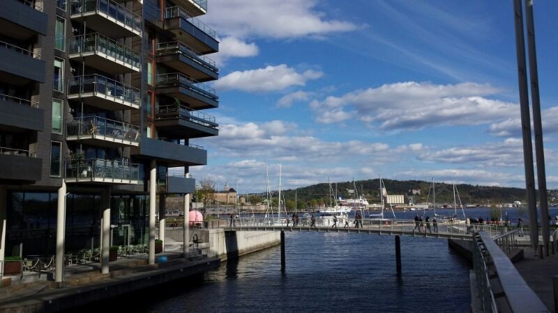 Aker brygge och Tjuvholmen kring hjørnet Galleribilde