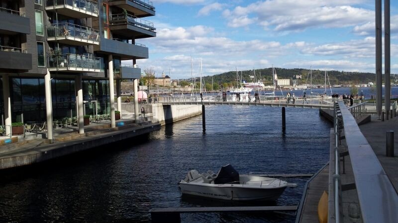 Aker brygge och Tjuvholmen kring hjørnet Galleribilde