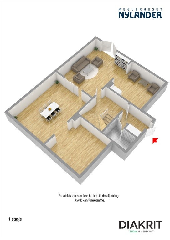 Plantegning 3D 1. etasje Galleribilde