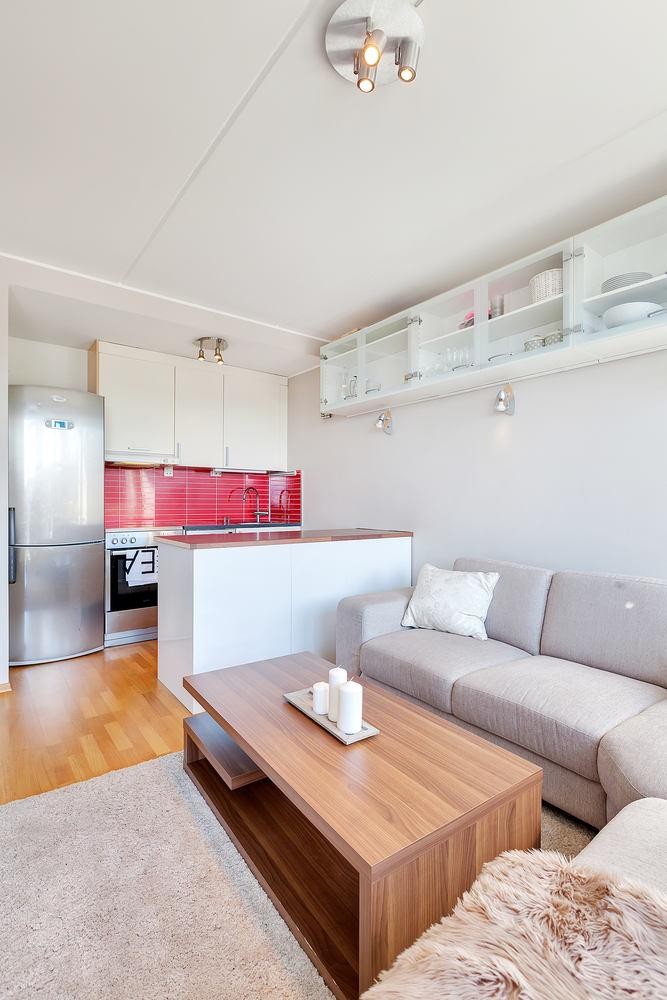 Stueen rommer enkelt en romslig sittegruppe Galleribilde