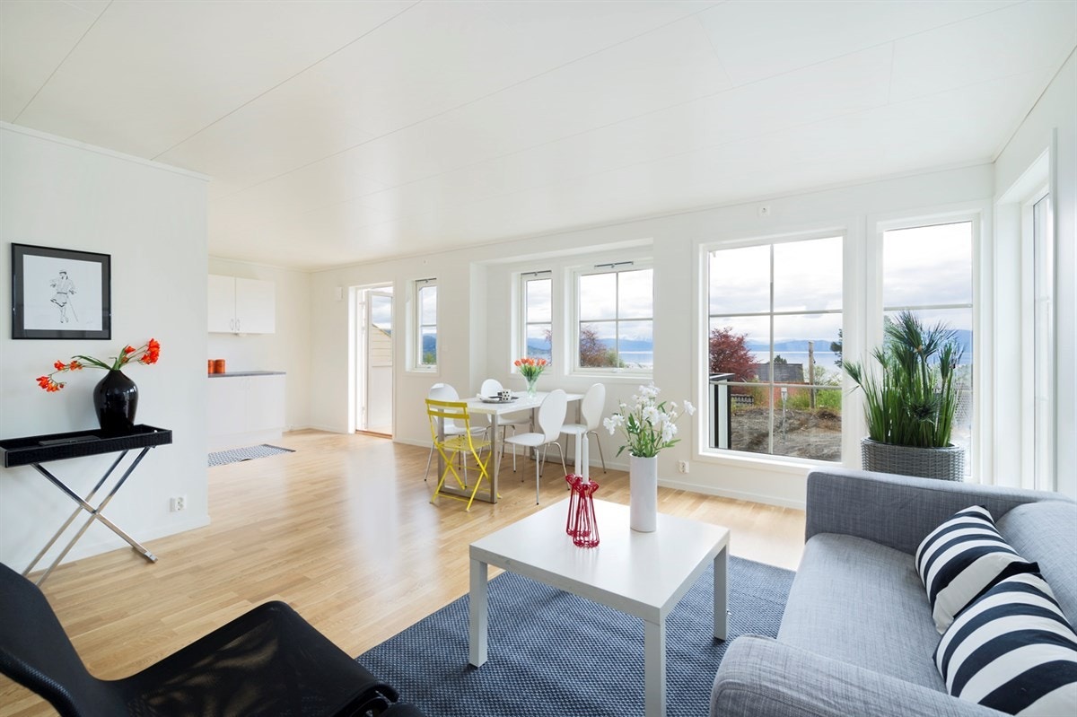 Stor stue med godt lysinnslipp og nydelig utsikt Galleribilde