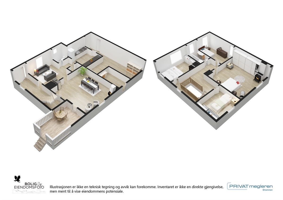 Plantegning av begge etasjene. Galleribilde