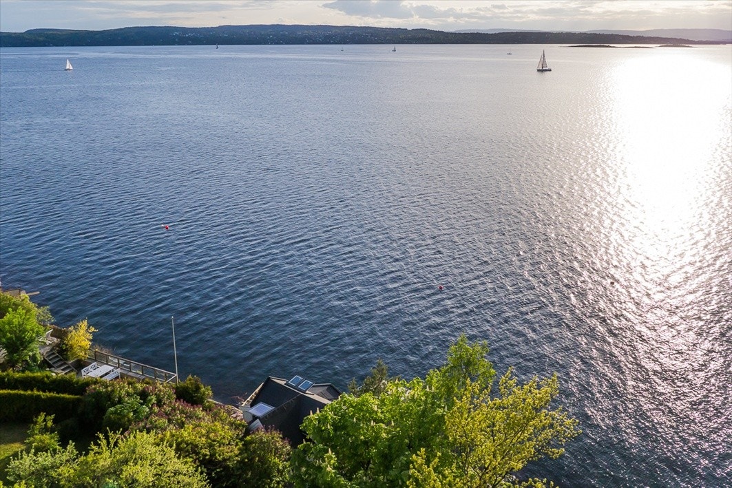 En oase av flotte trær og syriner i ryggen, 180 graders utsikt utover fjorden. Galleribilde