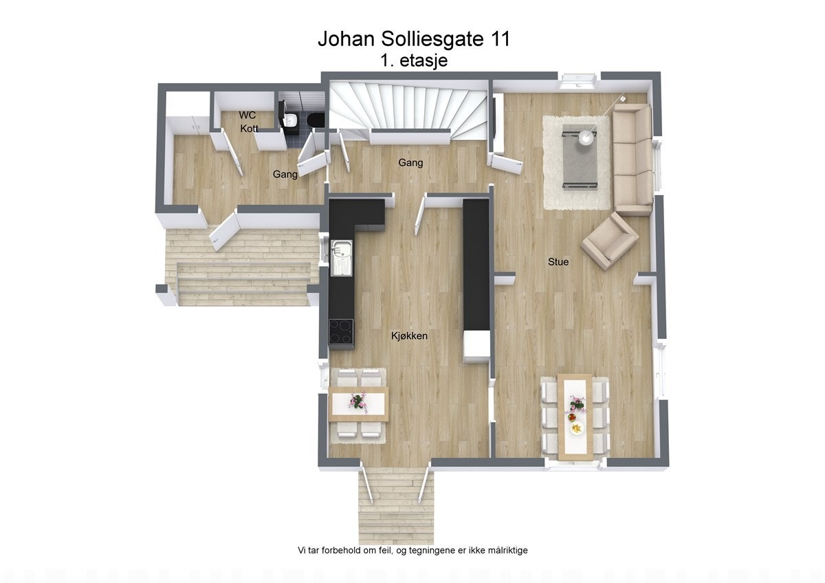 3 D plantegning 1 etasje Galleribilde