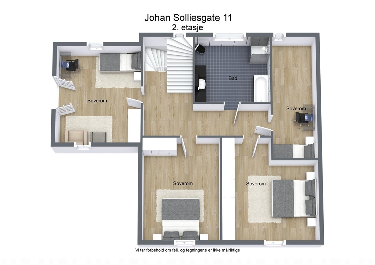 3 D plantegning 2 etasje Galleribilde