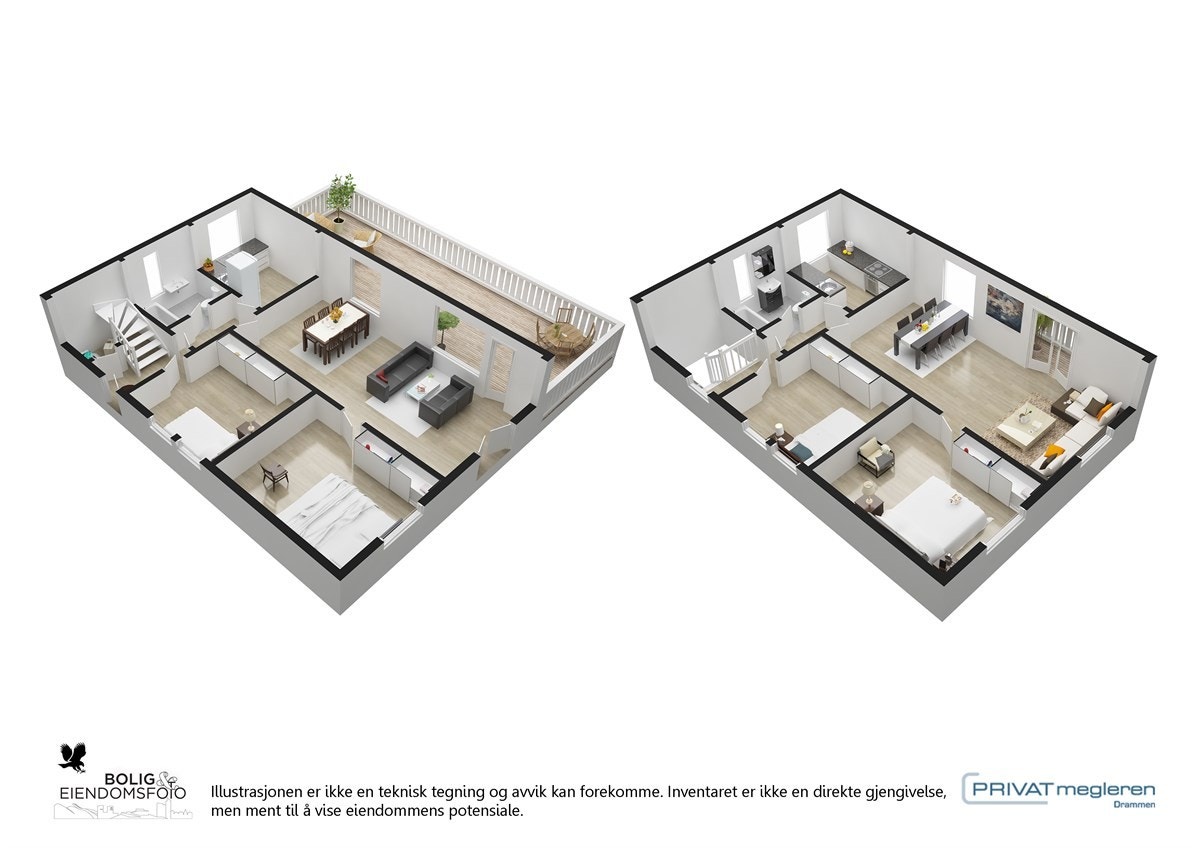 Plantegning i begge etasjer. Galleribilde