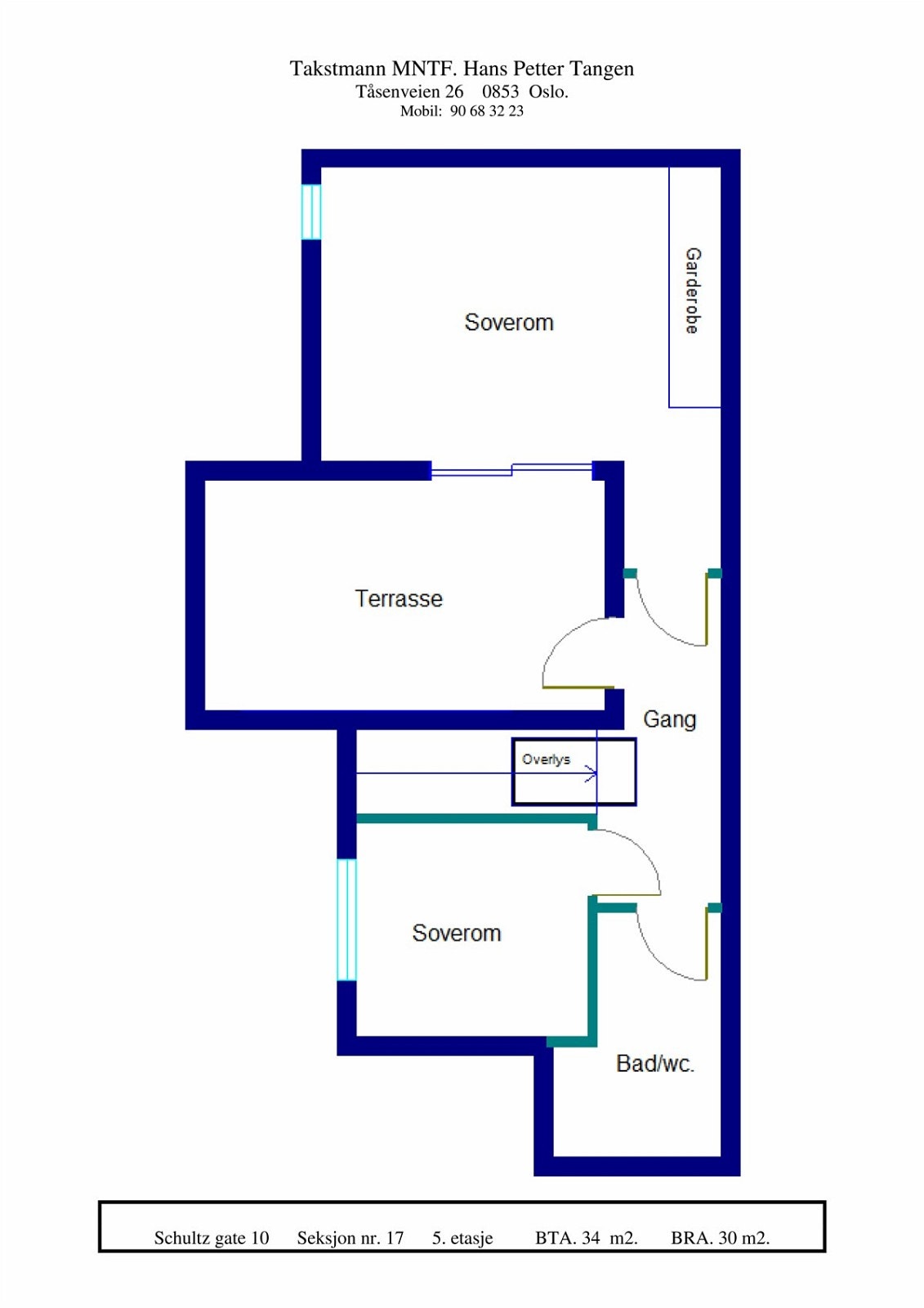 Plantegning - 5. etasje med takterrasse Galleribilde