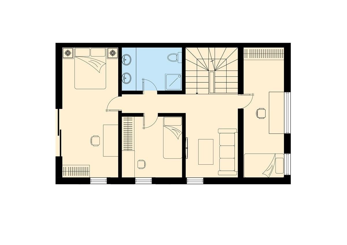2. etasje: Gang, loftstue, bad og 3 soverom. Galleribilde