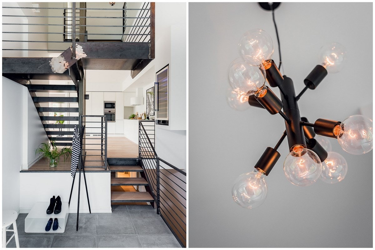 Trappens åpne trinn slipper lyset gjennom og viderefører den lyse atmosfæren helt ut til hallen. Galleribilde