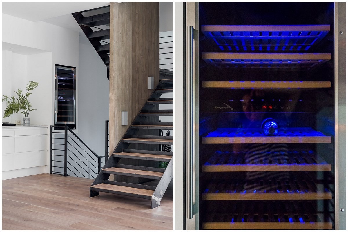 Vinskapet holder de riktige flaskene i rett temperatur, lett tilgjengelig fra kjøkkenet. Galleribilde