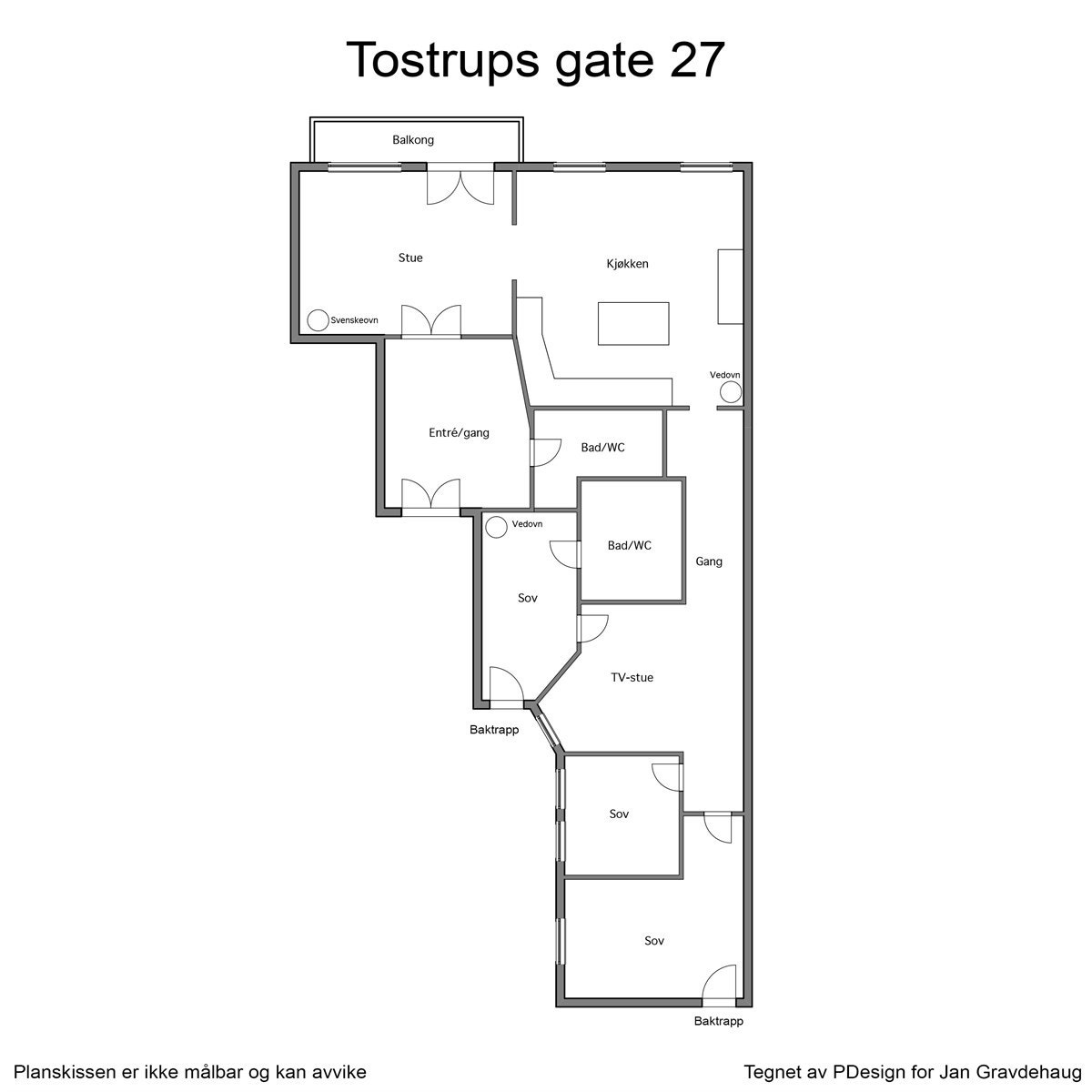 Plantegning Tostrups gate 27 Galleribilde
