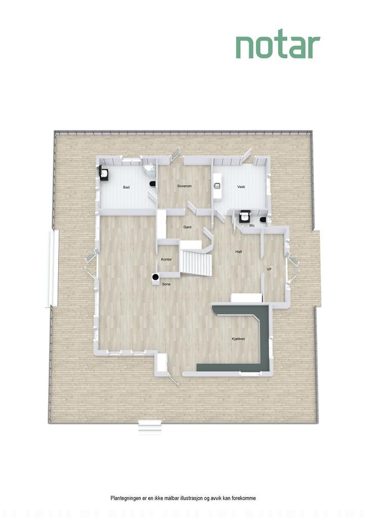 Plantegning enebolig 1. etasje Galleribilde