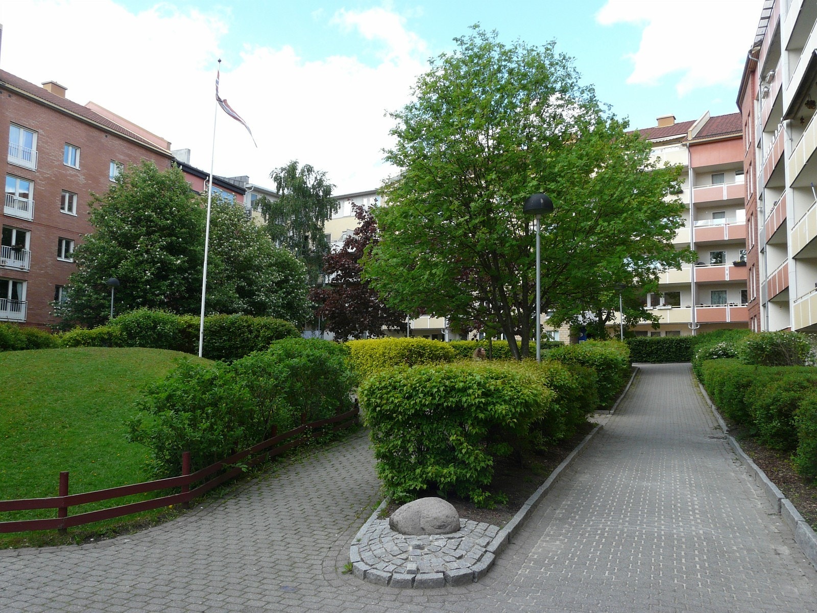 Vakker og grønn bakgård. Galleribilde
