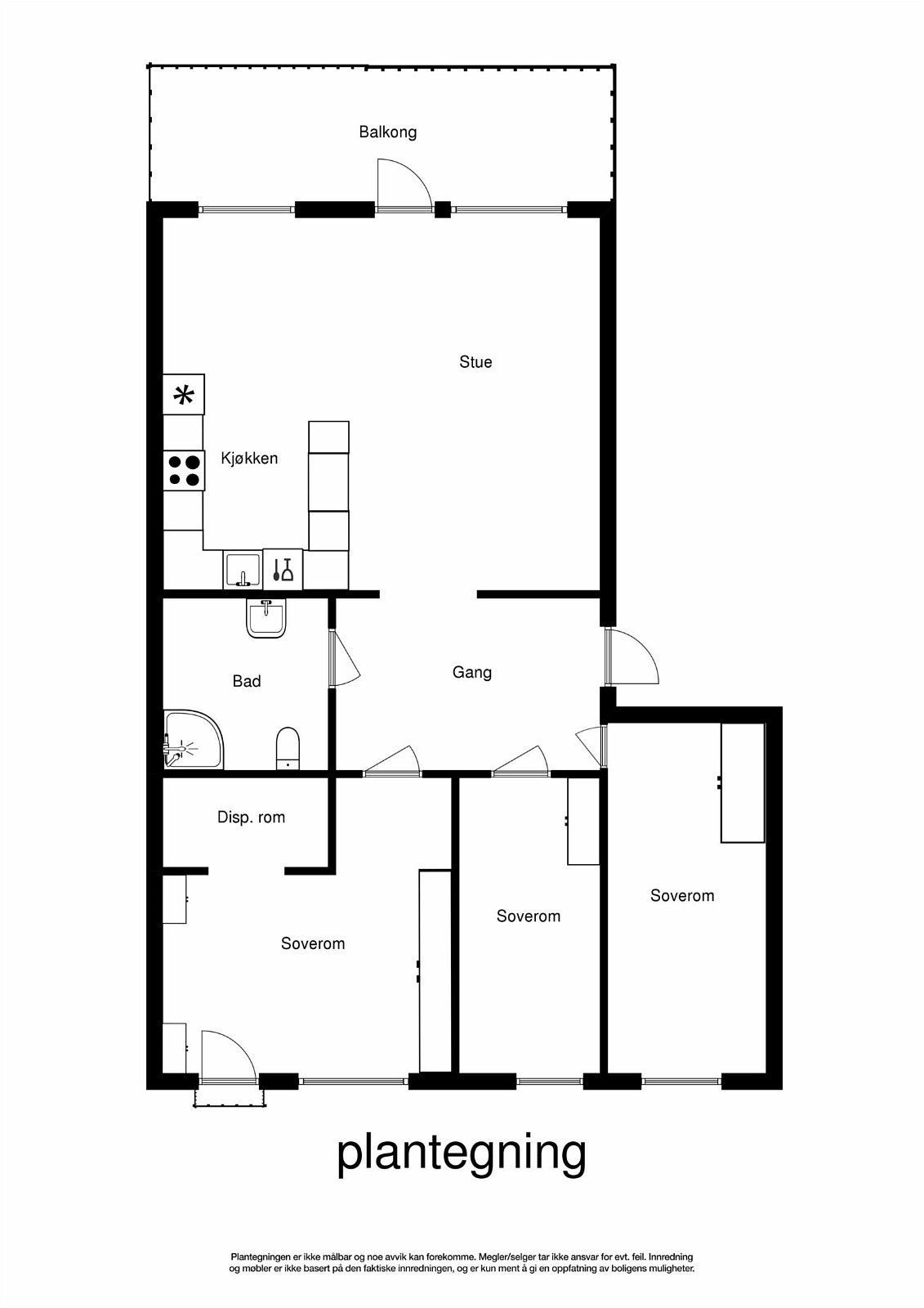 Meget god planløsning. Lys og gjennomgående leilighet Galleribilde