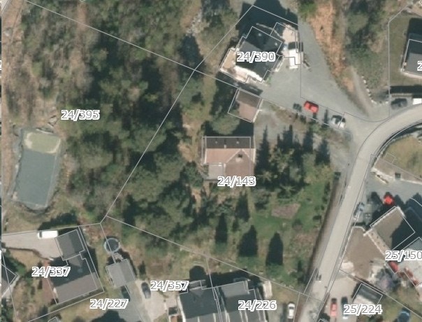 Flyfoto med tomtegrenser Galleribilde