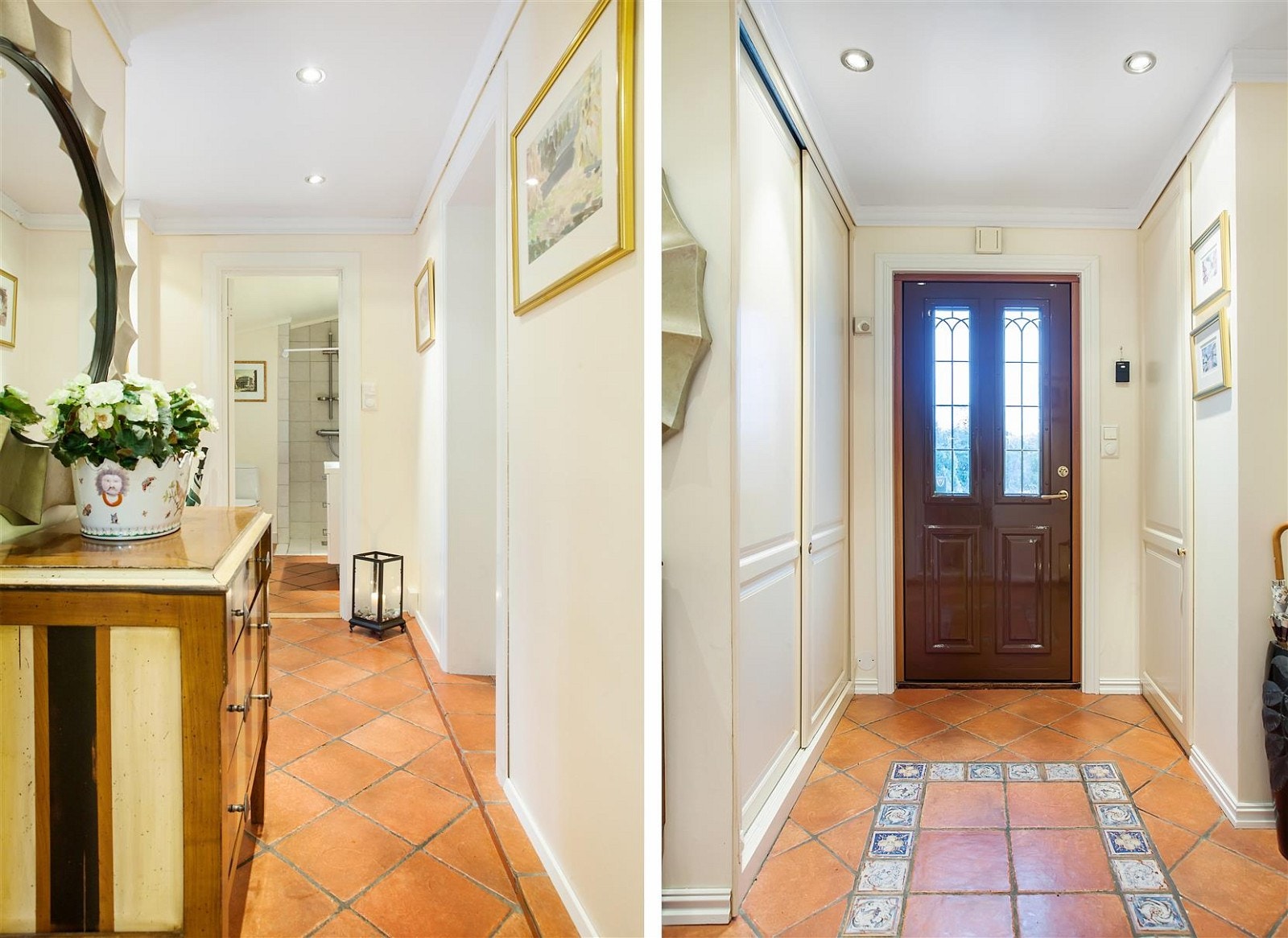 Flislagt entrè med varmekabler. Galleribilde