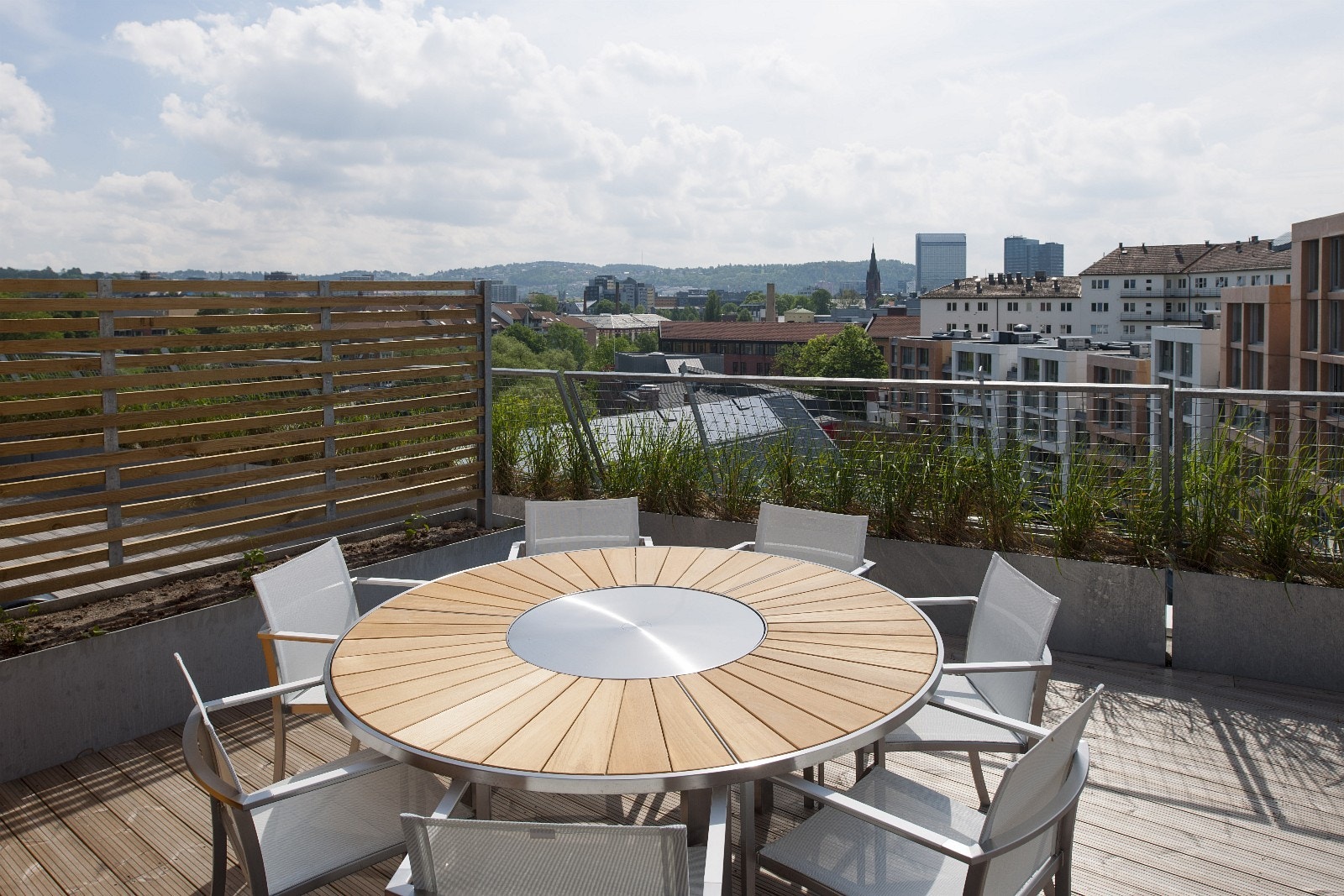 Flott utsikt fra felles takterrasser på toppen av byggene Galleribilde