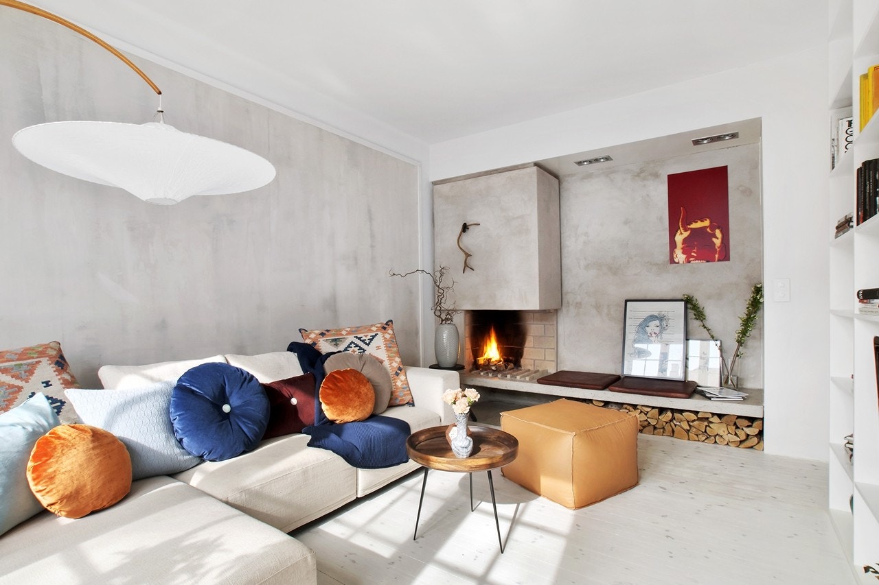 Stue med peis Galleribilde