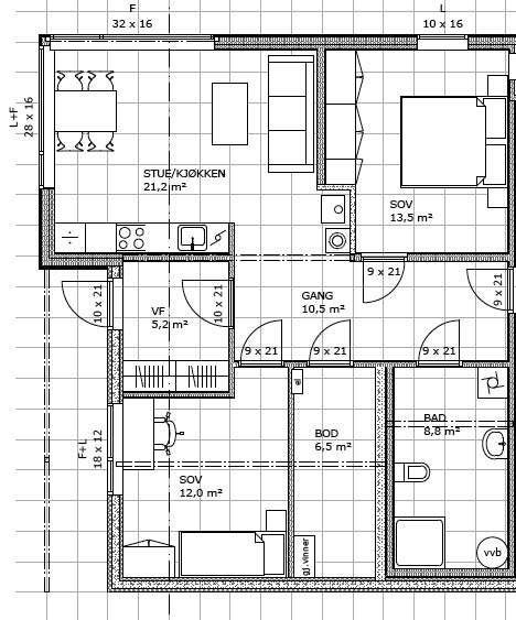 Plantegning leilighet Galleribilde