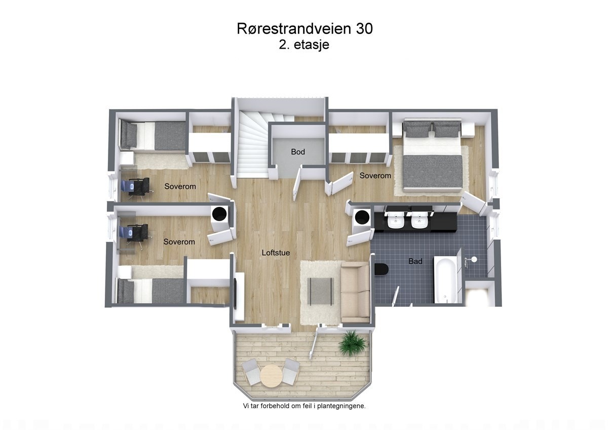 3 D plantegning 2 etasje Galleribilde