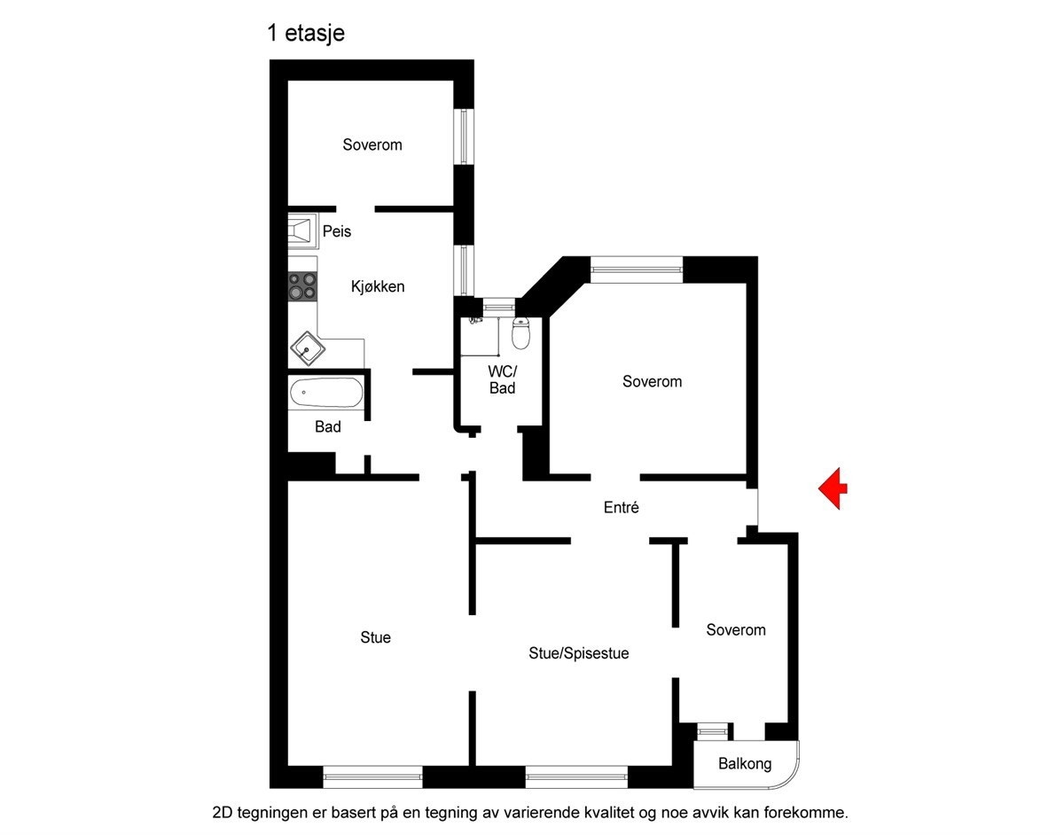 2D-plantegning, leilighet Galleribilde