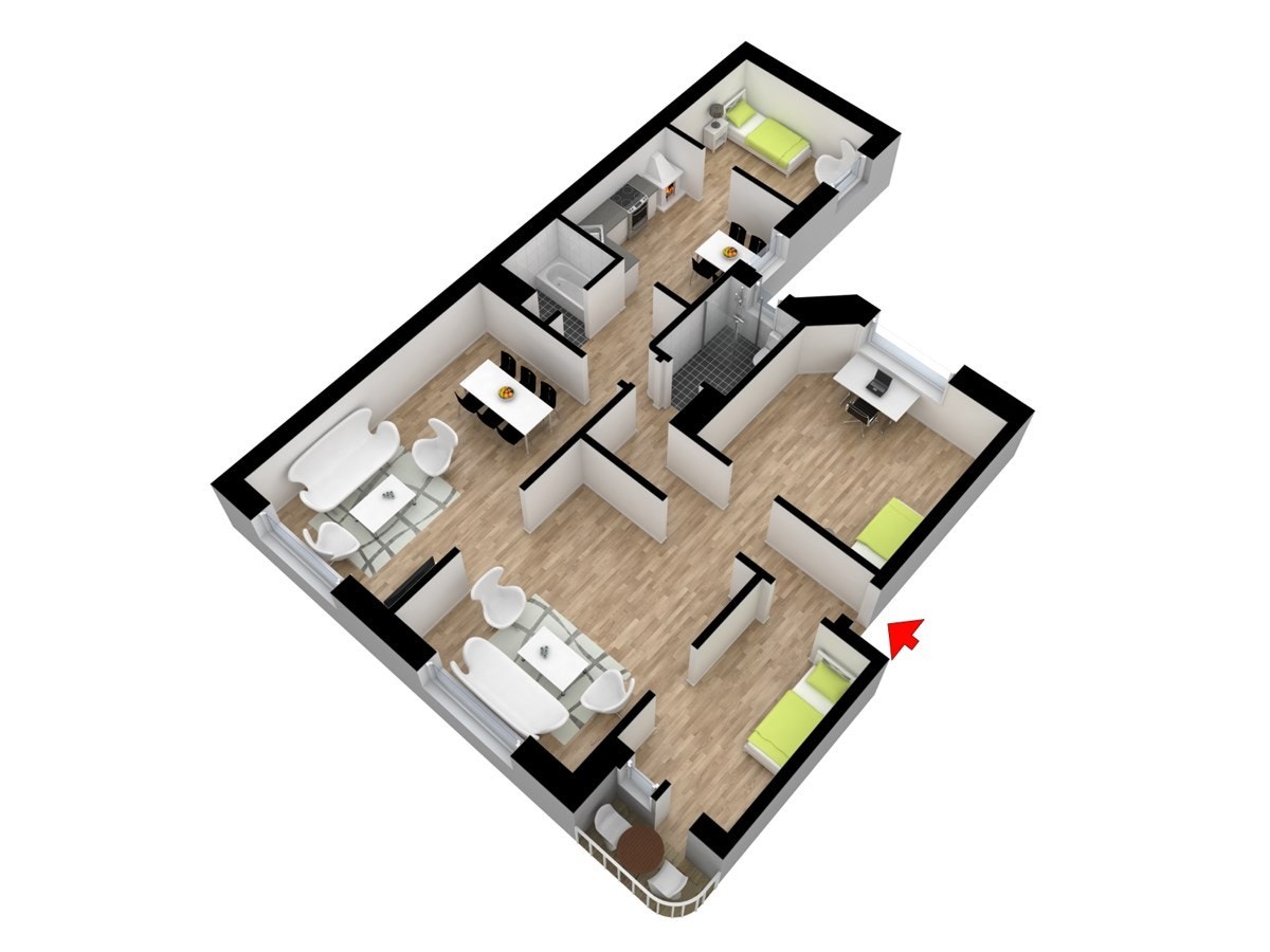 3D-plantegning, leilighet Galleribilde