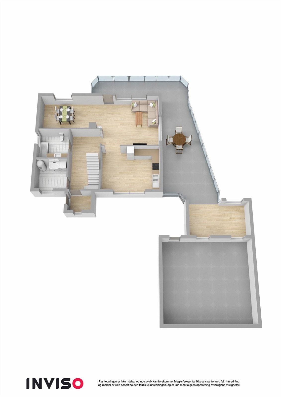 Proaktiv: 3D plantegning av 1. etasje. Galleribilde