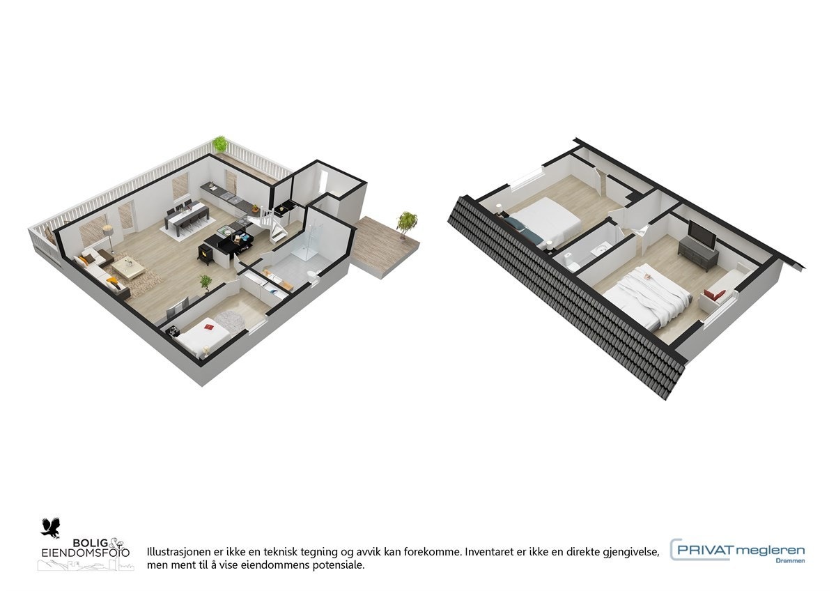 Plantegning begge etasjer. Galleribilde