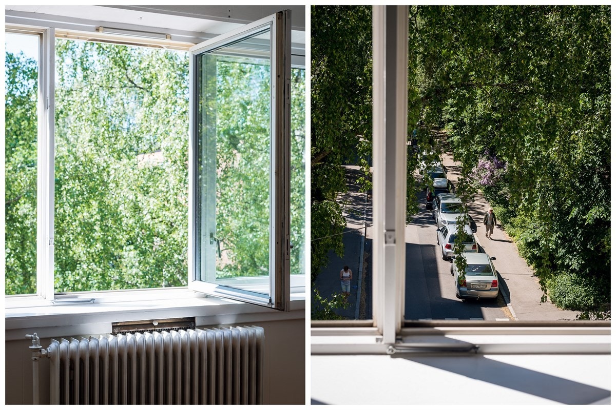 Leiligheten ligger på hjørnet og enden av tredje etasje, med vindusflater mot syd og vest - helt uten gjenboere. Galleribilde